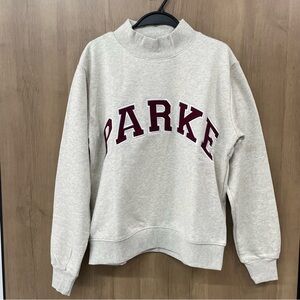 Parke Women's Cream Sweatshirt with Maroon Lettering